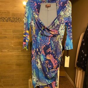Hale Bob Medium Blue Python Print Dress